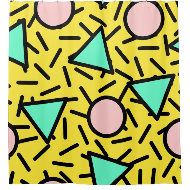 Mosaikstreifen: Retromemphismuster Duschvorhang (Vorderseite)