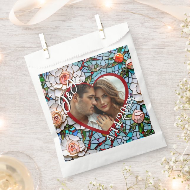 Mosaikverziertes Glas und Personalisierte Hochzeit Geschenktütchen (Ausgeschnitten)