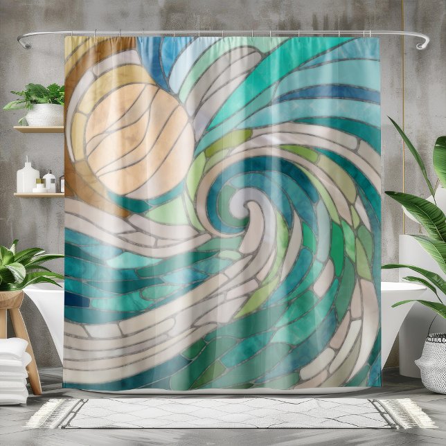 Mosaikwelle und Mond Duschvorhang (Von Creator hochgeladen)