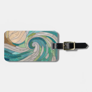 Mosaikwelle und Mond Gepäckanhänger