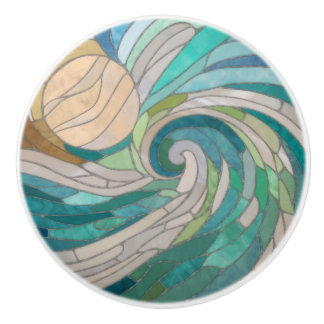 Mosaikwelle und Mond Keramikknauf