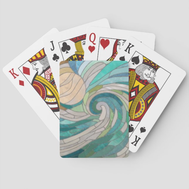 Mosaikwelle und Mond Spielkarten (Rückseite)