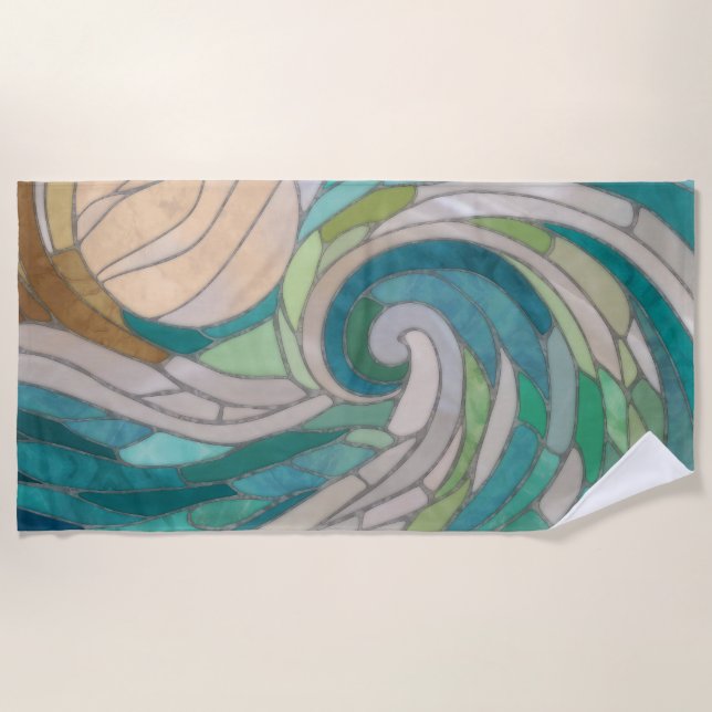 Mosaikwelle und Mond Strandtuch (Vorderseite)