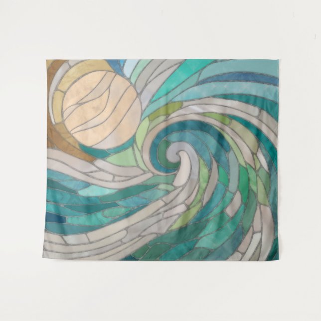 Mosaikwelle und Mond Wandteppich (Vorderseite (Horizontal))