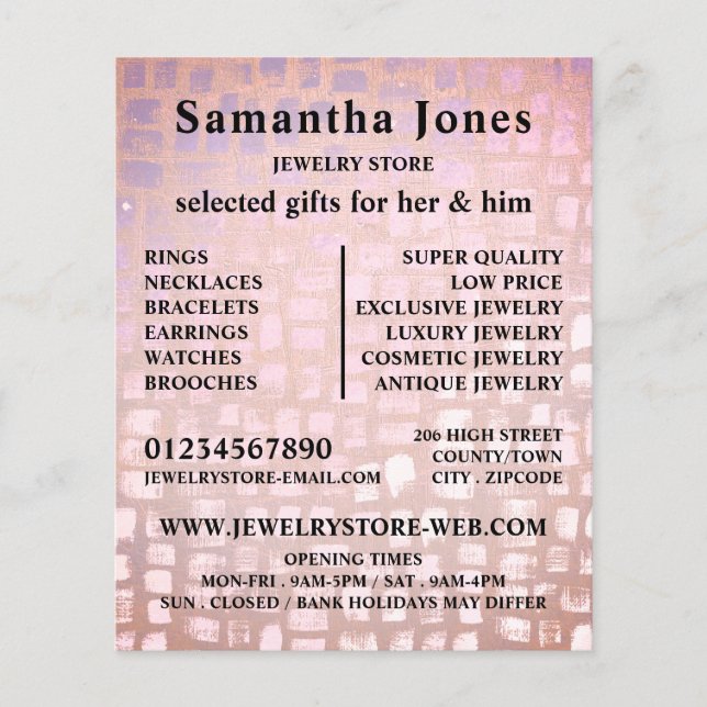 Mosaikwirkung, Juwelierladen Flyer (Vorne)