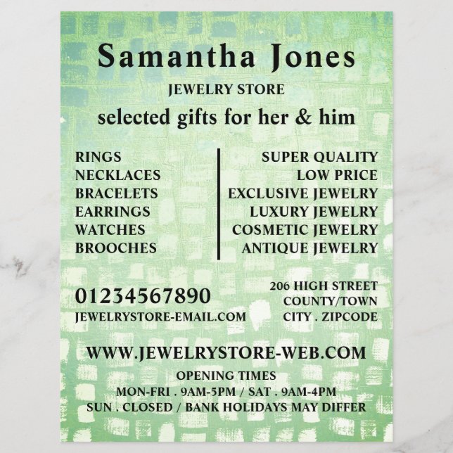 Mosaikwirkung, Juwelierladen Flyer (Vorne)