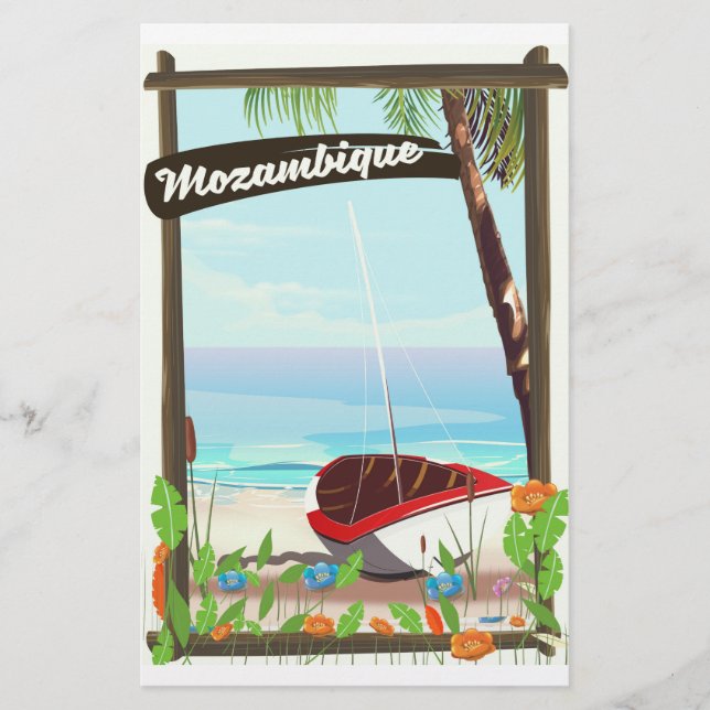 Mosambik Cartoon-Urlaubsposter Briefpapier (Vorderseite)