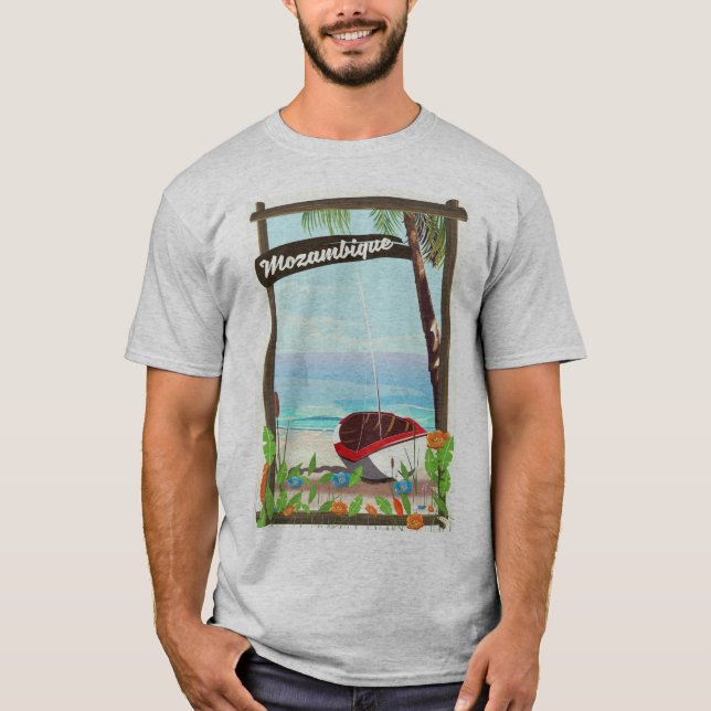 Mosambik Cartoon-Urlaubsposter T-Shirt (Vorderseite)