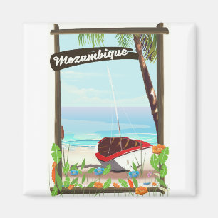 Mosambik Fischerboot Cartoon Urlaubsposter Magnet