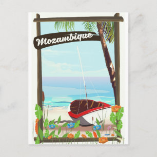 Mosambik Fischerboot Cartoon Urlaubsposter Postkarte