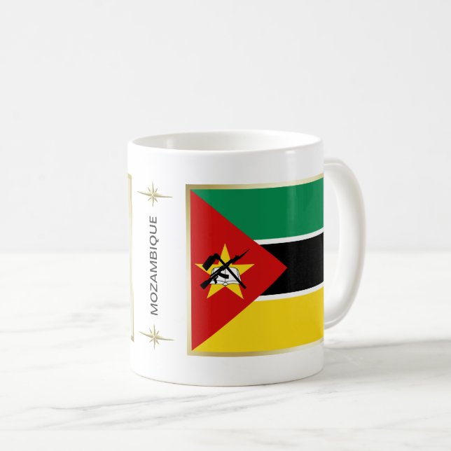 Mosambik Flag + Karte Tasse (VorderseiteRechts)