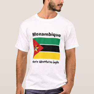 Mosambik-Flagge + Karte + Text-T - Shirt