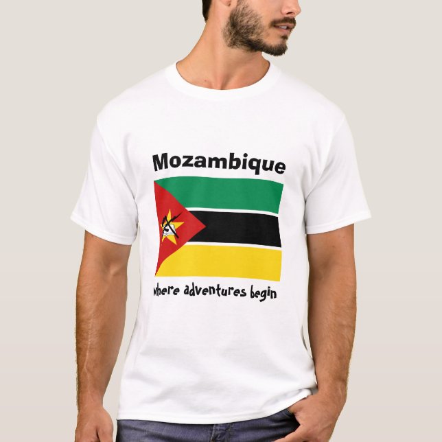 Mosambik-Flagge + Karte + Text-T - Shirt (Vorderseite)