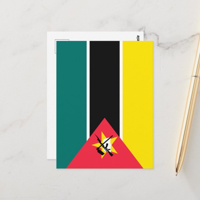 Mosambik-Flagge Postkarte (Vorderseite/Rückseite Beispiel)