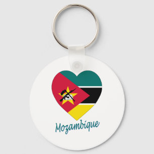 Mosambik-Flaggen-Herz Schlüsselanhänger