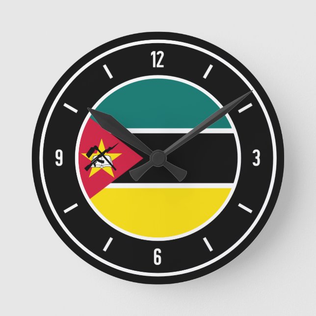 Mosambik-Flaggenelegante Runde Wanduhr (Vorderseite)