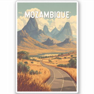 Mosambik Illustration Reise Kunst Vintage Aufkleber