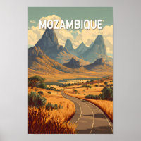 Mosambik Illustration Reise Kunst Vintage