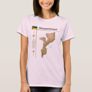 Mosambik-Karte + Flagge + Titel T-Shirt