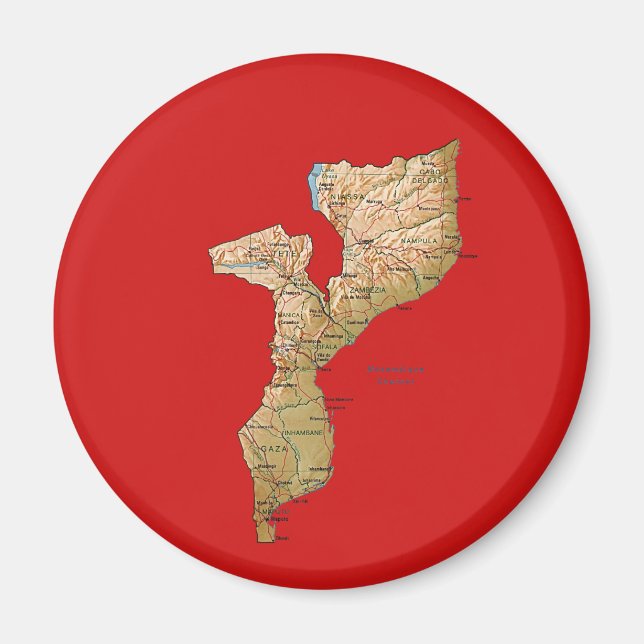 Mosambik Karte Magnet (Vorne)