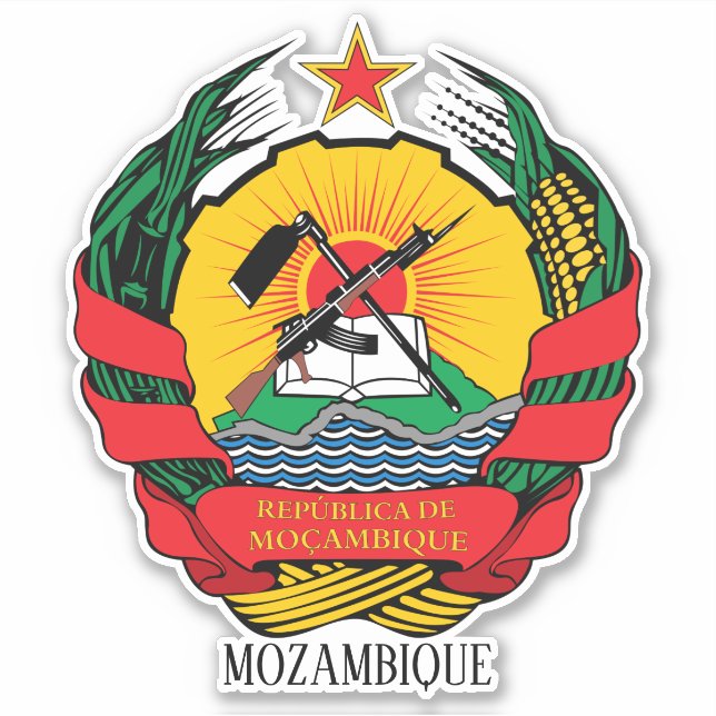 Mosambik National Emblem Patriotic Aufkleber (Vorderseite)