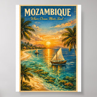Mosambik Paradies – Vintage Style Reise Poster