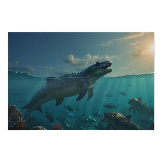 Mosasaur (Dinosaurier Art) Tasse Poster (Vorderseite)