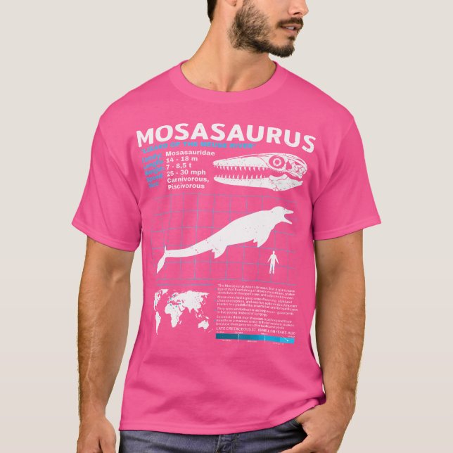 Mosasaurus Fact Sheet Dinosaur Fakten T-Shirt (Vorderseite)