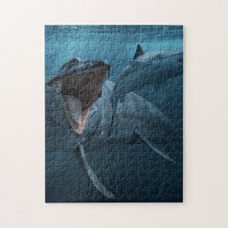 Mosasaurus jagen Haiposter Acryldruck Puzzle