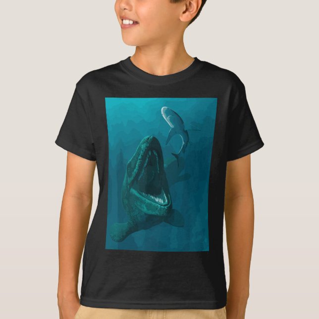 Mosasaurus Jurassic Boys Girls Men Dinosaurier T-Shirt (Vorderseite)