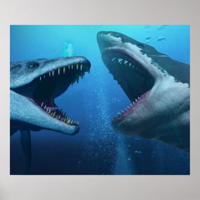 Mosasaurus versus Megalodon Poster (Vorne)