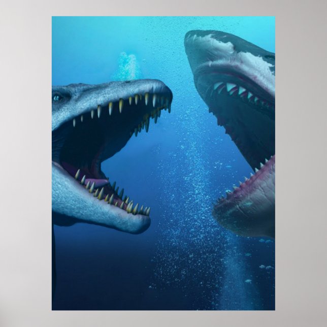 Mosasaurus versus Megalodon Poster (Vorne)