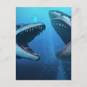 Mosasaurus versus Megalodon Postkarte