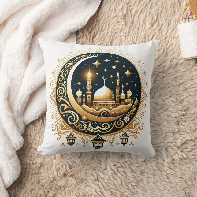 Moschee auf dem Goldenen Mond Kissen (Decke)