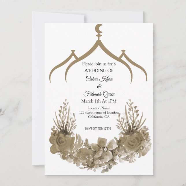 Moschee-Blume Einladung (Vorderseite)