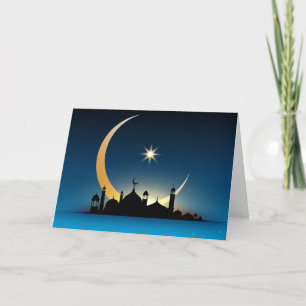 Moschee Crescent Moon Ramadan, türkis, schwarz Feiertagskarte