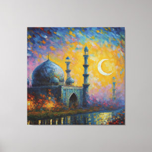 Moschee-Crescent-Sterne-Malerei Leinwanddruck