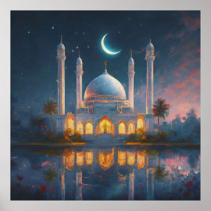 Moschee-Crescent-Sterne-Malerei Poster