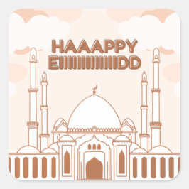 Moschee englisch happy eid - Eid Al Fitr- Quadratischer Aufkleber