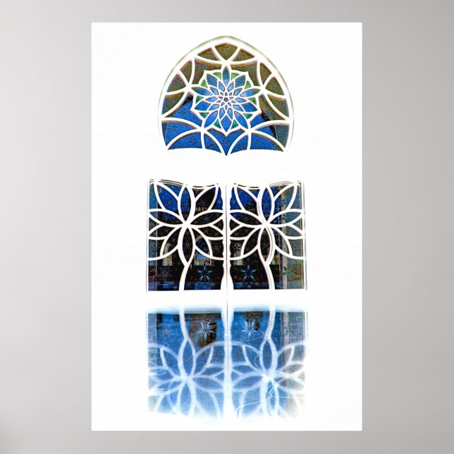 Moschee Foyer Fenster 1 weiß Poster (Vorne)