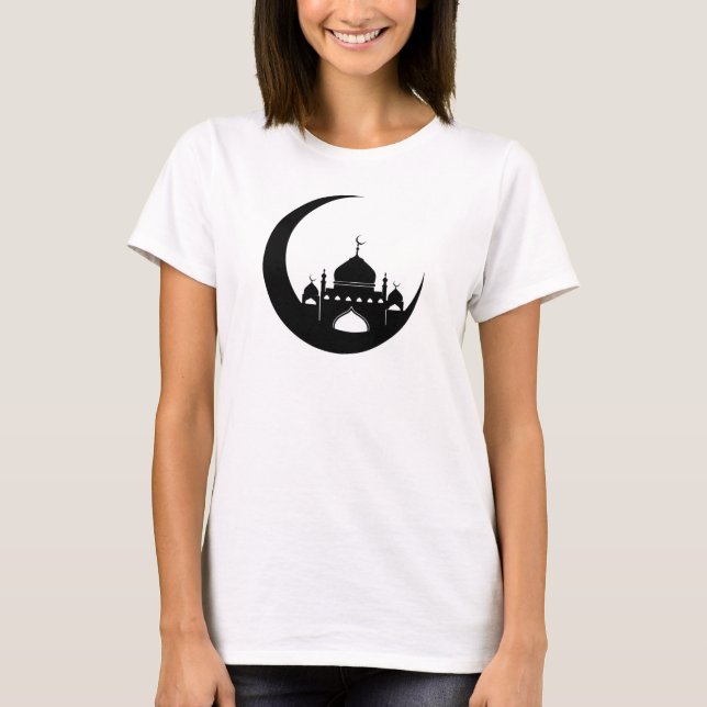 Moschee in Crescent Moon Ramadan T-Shirt (Vorderseite)