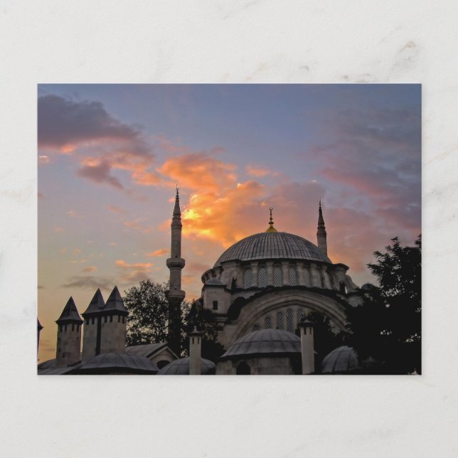Moschee in Istanbul bei Sonnenuntergang Postkarte (Vorderseite)
