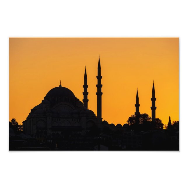 Moschee in Istanbul in der Türkei mit Sonnenunterg Fotodruck (Vorne)