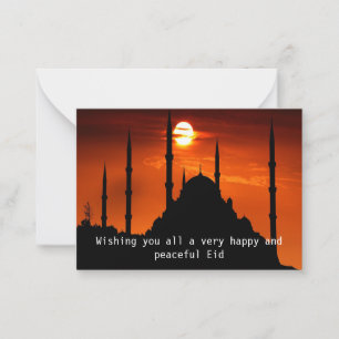 Moschee Silhouette bei Sonnenuntergang Mitteilungskarte