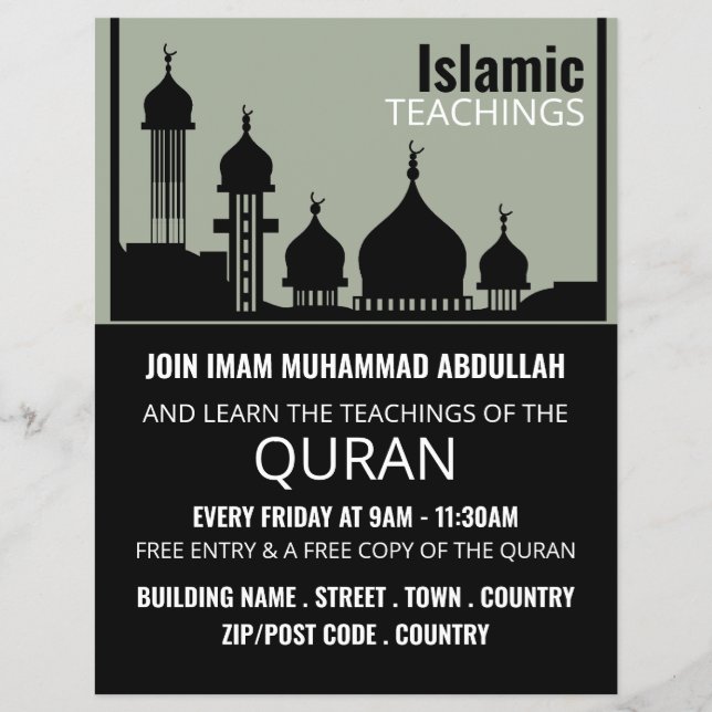 Moschee-Silhouette, Islamische Lehrwerbung Flyer (Vorne)