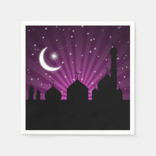 Moschee Silhouette Lila Night - Paper Napkin Serviette