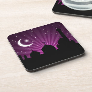 Moschee Silhouette Lila Night - Plastik-Untersetze Untersetzer