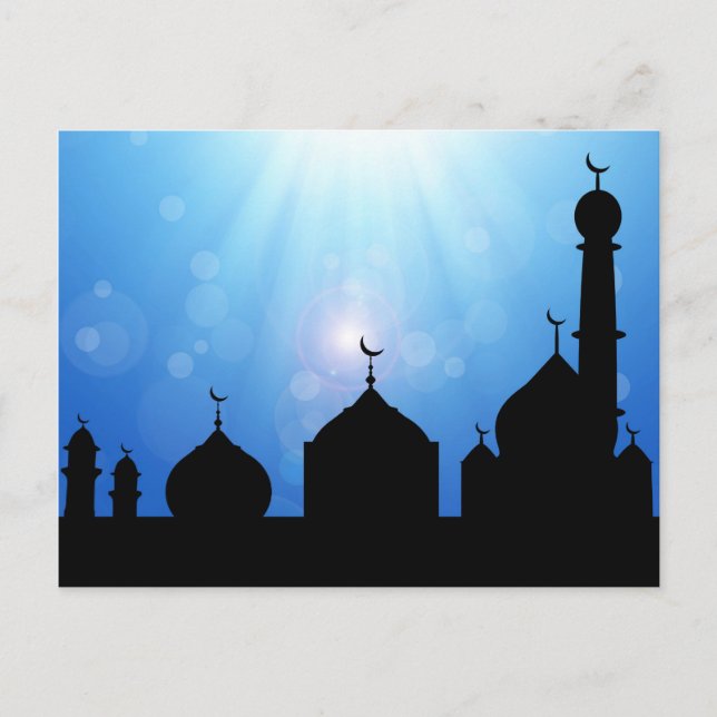 Moschee Silhouette mit Sonnenaufgang - Postkarte (Vorderseite)