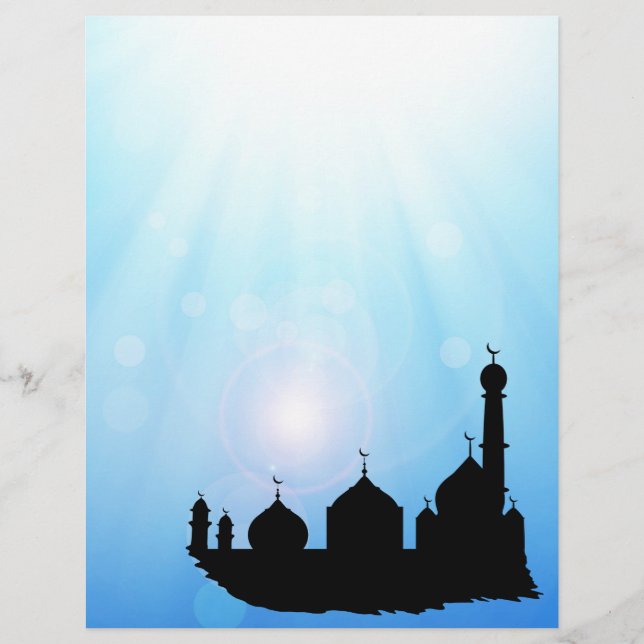 Moschee Silhouette mit Sonnenstrahlen - Briefkopf (Vorderseite)
