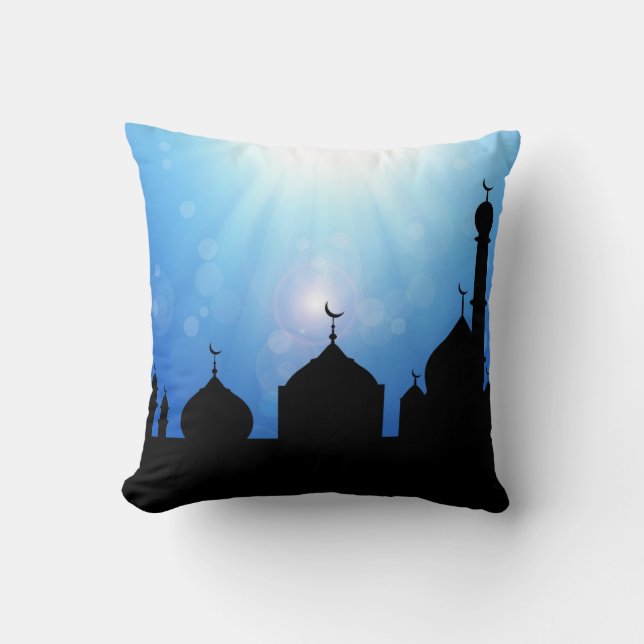 Moschee Silhouette mit Sonnenstrahlen - Kissen (Vorderseite)